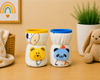 The Little Lookers Soft Plush Stretchable Baby Feeding Bottle Cover with Easy to Hold Strap | Cute Animated Overall Print Pack of 2 (Multicolor, Narrow Neck 60ml / 2oz)