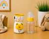 The Little Lookers Soft Plush Stretchable Baby Feeding Bottle Cover with Easy to Hold Strap | Cute Animated Overall Print Pack of 2 (Multicolor, Narrow Neck 60ml / 2oz)