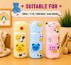 THE LITTLE LOOKERS Soft Plush Stretchable Baby Feeding Bottle Cover with Easy to Hold Strap | Cute Animated Overall Print Pack of 2 (Multicolor, Zip Closure 330ml,/11oz)