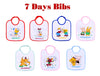 THE LITTLE LOOKERS 7 Day Bibs,Cotton Baby Bibs Feeding and Drooling Bibs/Apron Soft Absorbent and Lower Waterproof Layer with Tying Robes
