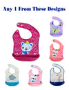 THE LITTLE LOOKERS Waterproof Washable Plastic Printed Baby Bib Apron/Double Layered PVC for Fast Drying with tich Button & Tray/Cute Print in Attractive Colors