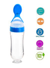 THE LITTLE LOOKERS Infant Baby Squeezy Food Grade Silicone Bottle Feeder with Soft Silicon Baby Feeding Used for Semi Solid |Spoon Feeder| Cerelac Feeder| Rice Paste Milk Food Feeder (90ml, Blue)