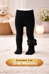 The Little Lookers Girls Cotton Knit Stockings with Flower – Soft Stretch Baby & Kids Tights