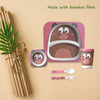 THE LITTLE LOOKERS Eco Friendly Bamboo Fibre 5 Pcs Kids Dining Set (Plate, Bowl, Spoon, Fork & Cup)