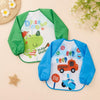 THE LITTLE LOOKERS Waterproof Baby Feeding Bib with Sleeves & Crumb Catcher Pocket | Soft PVC Apron Bib with Tie Closure | Washable & Reusable for Babies & Toddlers 6 Months to 3 Years