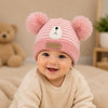 THE LITTLE LOOKERS Baby Winter Wool Cap with Double Pom Pom | Soft Knitted Beanie Hat for Boys & Girls | Warm Stretchable Acrylic Wool Cap for Infants & Toddlers (0-2 Years)