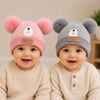THE LITTLE LOOKERS Baby Winter Wool Cap with Double Pom Pom | Soft Knitted Beanie Hat for Boys & Girls | Warm Stretchable Acrylic Wool Cap for Infants & Toddlers (0-2 Years)
