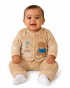 THE LITTLE LOOKERS New Born Baby Suit 5-Piece Set | Soft Polyester Quilted Top, Cap, Bib & 2 Bottoms (Open/Folded Feet)| Warm Clothing Set for Babies
