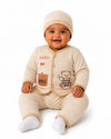 THE LITTLE LOOKERS New Born Baby Suit 5-Piece Set | Soft Polyester Quilted Top, Cap, Bib & 2 Bottoms (Open/Folded Feet)| Warm Clothing Set for Babies
