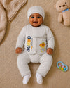 THE LITTLE LOOKERS New Born Baby Suit 5-Piece Set | Soft Polyester Quilted Top, Cap, Bib & 2 Bottoms (Open/Folded Feet)| Warm Clothing Set for Babies