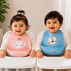 THE LITTLE LOOKERS Silicone Baby Feeding Bib Waterproof Adjustable Neck Closure Wide Food Catcher Pocket