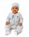 THE LITTLE LOOKERS New Born Baby Suit 5-Piece Set | Soft Polyester Quilted Top, Cap, Bib & 2 Bottoms (Open/Folded Feet)| Warm Clothing Set for Babies