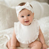 THE LITTLE LOOKERS Baby Hairband with Bib Set | Soft Cotton Headband & Muslin Bib Combo | Snap Button Closure Bib | Stretchable Headband | Newborn to Toddler (0–2 Years) | Gentle, Absorbent & Stylish Baby Accessory (Beige)