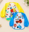 THE LITTLE LOOKERS Waterproof Baby Feeding Bib with Sleeves & Crumb Catcher Pocket | Soft PVC Apron Bib with Tie Closure | Washable & Reusable for Babies & Toddlers 6 Months to 3 Years
