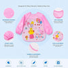 THE LITTLE LOOKERS Waterproof Baby Feeding Bib with Sleeves & Crumb Catcher Pocket | Soft PVC Apron Bib with Tie Closure | Washable & Reusable for Babies & Toddlers 6 Months to 3 Years
