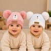 THE LITTLE LOOKERS Baby Winter Wool Cap with Double Pom Pom | Soft Knitted Beanie Hat for Boys & Girls | Warm Stretchable Acrylic Wool Cap for Infants & Toddlers (0-2 Years)