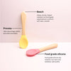 THE LITTLE LOOKERS Silicone Spoon with Bamboo Handle, BPA Free Feeding Spoons for Baby/Kids/Toddlers