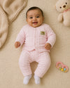 THE LITTLE LOOKERS New Born Baby Suit 5-Piece Set | Soft Polyester Quilted Top, Cap, Bib & 2 Bottoms (Open/Folded Feet)| Warm Clothing Set for Babies