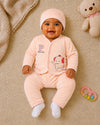 THE LITTLE LOOKERS New Born Baby Suit 5-Piece Set | Soft Polyester Quilted Top, Cap, Bib & 2 Bottoms (Open/Folded Feet)| Warm Clothing Set for Babies