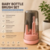 THE LITTLE LOOKERS Baby Bottle Cleaning Brush Set | BPA Free Silicone Bottle, Nipple & Straw Cleaner Kit with Storage Case & Spray Bottle