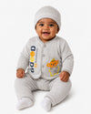 THE LITTLE LOOKERS New Born Baby Suit 5-Piece Set | Soft Polyester Quilted Top, Cap, Bib & 2 Bottoms (Open/Folded Feet)| Warm Clothing Set for Babies