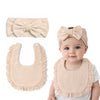 THE LITTLE LOOKERS Baby Hairband with Bib Set | Soft Cotton Headband & Muslin Bib Combo | Snap Button Closure Bib | Stretchable Headband | Newborn to Toddler (0–2 Years) | Gentle, Absorbent & Stylish Baby Accessory (Beige)