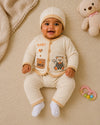 THE LITTLE LOOKERS New Born Baby Suit 5-Piece Set | Soft Polyester Quilted Top, Cap, Bib & 2 Bottoms (Open/Folded Feet)| Warm Clothing Set for Babies