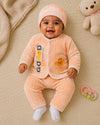 THE LITTLE LOOKERS New Born Baby Suit 5-Piece Set | Soft Polyester Quilted Top, Cap, Bib & 2 Bottoms (Open/Folded Feet)| Warm Clothing Set for Babies
