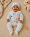 THE LITTLE LOOKERS New Born Baby Suit 5-Piece Set | Soft Polyester Quilted Top, Cap, Bib & 2 Bottoms (Open/Folded Feet)| Warm Clothing Set for Babies
