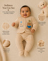 THE LITTLE LOOKERS New Born Baby Suit 5-Piece Set | Soft Polyester Quilted Top, Cap, Bib & 2 Bottoms (Open/Folded Feet)| Warm Clothing Set for Babies