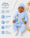 THE LITTLE LOOKERS New Born Baby Suit 5-Piece Set | Soft Polyester Quilted Top, Cap, Bib & 2 Bottoms (Open/Folded Feet)| Warm Clothing Set for Babies
