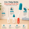 THE LITTLE LOOKERS Baby Bottles Cleaning Brushes 360° Rotatable, Feeding Bottle Nipple & Straw Cleaner Set with Anti Slip Handle, Easy to Clean Corner, BPA-Free Silicone Bristles