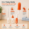 THE LITTLE LOOKERS Baby Bottles Cleaning Brushes 360° Rotatable, Feeding Bottle Nipple & Straw Cleaner Set with Anti Slip Handle, Easy to Clean Corner, BPA-Free Silicone Bristles