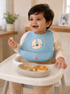 THE LITTLE LOOKERS Silicone Baby Feeding Bib Waterproof Adjustable Neck Closure Wide Food Catcher Pocket