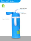 THE LITTLE LOOKERS Stainless Steel Sipper Bottle for Kids/Sipper Bottle with Straw/Travelling Water Bottle for Kids with Straw (Blue - 450ml)