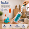 THE LITTLE LOOKERS Baby Bottles Cleaning Brushes 360° Rotatable, Feeding Bottle Nipple & Straw Cleaner Set with Anti Slip Handle, Easy to Clean Corner, BPA-Free Silicone Bristles