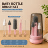 THE LITTLE LOOKERS Baby Bottle Cleaning Brush Set | BPA Free Silicone Bottle, Nipple & Straw Cleaner Kit with Storage Case & Spray Bottle