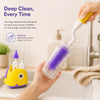 THE LITTLE LOOKERS Baby Bottles Cleaning Brushes 360° Rotatable, Feeding Bottle Nipple & Straw Cleaner Set with Anti Slip Handle, Easy to Clean Corner, BPA-Free Silicone Bristles