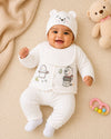 THE LITTLE LOOKERS Baby Winter 5-Piece Set | Soft Cotton Quilted Top, Cap, Bib & 2 Bottoms | Warm Clothing Set for Babies