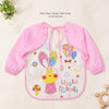 THE LITTLE LOOKERS Waterproof Baby Feeding Bib with Sleeves & Crumb Catcher Pocket | Soft PVC Apron Bib with Tie Closure | Washable & Reusable for Babies & Toddlers 6 Months to 3 Years