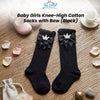 THE LITTLE LOOKERS Socks for Kids | Kid's Compact Cotton Stretch Solid Knee Length Sock | Stylish Socks | No Tightness | Cute Bow Pattern