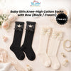 THE LITTLE LOOKERS Socks for Kids | Kid's Compact Cotton Stretch Solid Knee Length Sock | Stylish Socks | No Tightness | Cute Bow Pattern