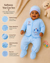 THE LITTLE LOOKERS New Born Baby Suit 5-Piece Set | Soft Polyester Quilted Top, Cap, Bib & 2 Bottoms (Open/Folded Feet)| Warm Clothing Set for Babies