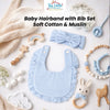 THE LITTLE LOOKERS Baby Hairband with Bib Set | Soft Cotton Headband & Muslin Bib Combo | Snap Button Closure Bib | Stretchable Headband | Newborn to Toddler (0–2 Years) | Gentle, Absorbent & Stylish Baby Accessory (Beige)