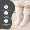 THE LITTLE LOOKERS Socks for Kids | Kid's Compact Cotton Stretch Solid Knee Length Sock | Stylish Socks | No Tightness | Cute Bow Pattern