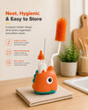 THE LITTLE LOOKERS Baby Bottles Cleaning Brushes 360° Rotatable, Feeding Bottle Nipple & Straw Cleaner Set with Anti Slip Handle, Easy to Clean Corner, BPA-Free Silicone Bristles