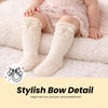 THE LITTLE LOOKERS Socks for Kids | Kid's Compact Cotton Stretch Solid Knee Length Sock | Stylish Socks | No Tightness | Cute Bow Pattern