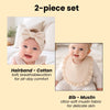 THE LITTLE LOOKERS Baby Hairband with Bib Set | Soft Cotton Headband & Muslin Bib Combo | Snap Button Closure Bib | Stretchable Headband | Newborn to Toddler (0–2 Years) | Gentle, Absorbent & Stylish Baby Accessory (Beige)