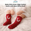 THE LITTLE LOOKERS Socks for Kids | Kid's Compact Cotton Stretch Solid Knee Length Sock | Stylish Socks | No Tightness | High-Top, Bow Pattern