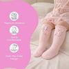 THE LITTLE LOOKERS Socks for Kids | Kid's Compact Cotton Stretch Solid Knee Length Sock | Stylish Socks | No Tightness | High-Top, Bow Pattern